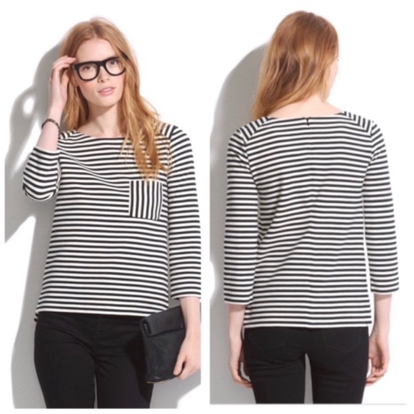 Madewell Tops - MADEWELL Ridgestripe Pocket Top 3/4 Sleeve